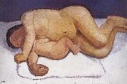 Paula Modersohn-Becker Mother and son leaned oil painting artist